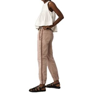 ANTHROPOLOGIE Richie Slim Jogger Pants Size 8 Mauve Tuxedo Stripe EUC